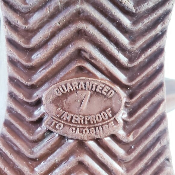 Vintage Carolina Boots Leather Knee High Sherpa Lined Side Zip Low Heel Brown 7 - Picture 11 of 13